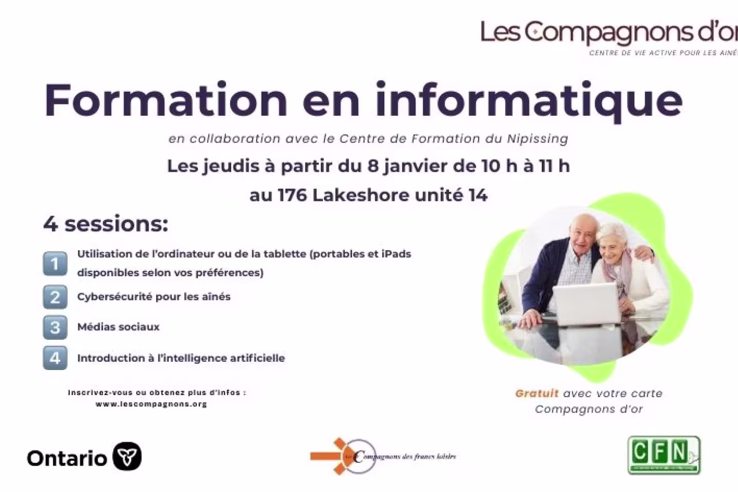 Affiche pour les ateliers en informatique