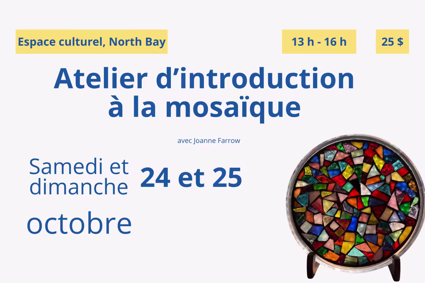 Atelier d’introduction à la mosaïque North bay